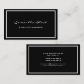 Carte De Visite Écriture moderne professionnelle Noir blanc (Devant / Derrière)