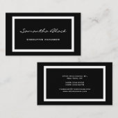 Carte De Visite Écriture moderne professionnelle Noir blanc (Devant / Derrière)