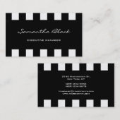 Carte De Visite Écriture moderne professionnelle Noir Blancs (Devant / Derrière)