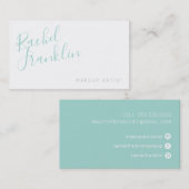 Carte De Visite Ecriture PERSONNEL nom moderne chic joli menthe ve (Devant / Derrière)