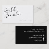 Carte De Visite Écriture PERSONNELLE nom moderne chic noir blanc (Devant / Derrière)