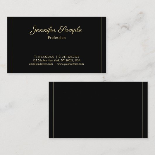 Carte De Visite Écriture professionnelle manuscrite Gold Plain Lux (Devant / Derrière)