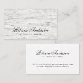Carte De Visite Écriture romantique en bois gris clair (Devant / Derrière)