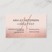 Carte De Visite Écriture rose pâle de feuille d'or rose (Dos)