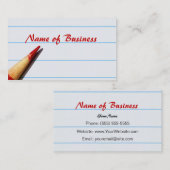 Carte De Visite Écriture rouge avec le crayon de professeur sur le (Devant / Derrière)