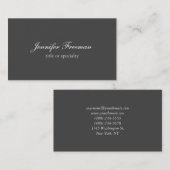 Carte De Visite Écriture simple gris classique (Devant / Derrière)