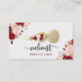 Carte De Visite écriture violoniste des fleurs d'aquarelle (Devant)
