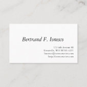 Carte De Visite Écrivain (Dos)