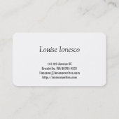 Carte De Visite Écrivain (Dos)