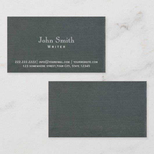Carte De Visite Écrivain Arrière - plan Rustique Chalkboard (Devant / Derrière)
