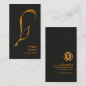 Carte De Visite Écrivain créatif Faux Gold Feather Pen (Devant / Derrière)
