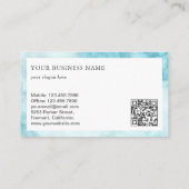 Carte De Visite Écrivain de code QR de plume de Feather Blue Vinta (Dos)