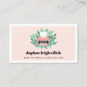 Carte De Visite Écrivain de style rose Greenery Auteur (Devant)