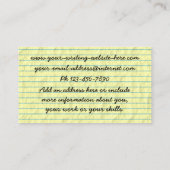 Carte De Visite Écrivain, écrivain, écrivain, épicerie sur papier (Dos)