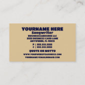 Carte De Visite Écrivain écrivant des chansons à la nuit (Dos)