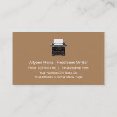 Carte De Visite Écrivain freelance rétro classique (Dos)