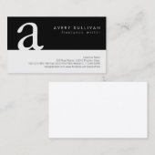 Carte De Visite Écrivain indépendant Simple Noir Blanc Monogramme (Devant / Derrière)