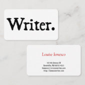 Carte De Visite Écrivain noir blanc (Devant / Derrière)