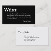 Carte De Visite Écrivain noir blanc (Devant / Derrière)