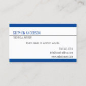 Carte De Visite Écrivain technique d'écriture moderne (Dos)