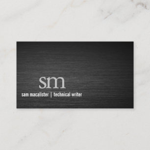 Carte De Visite Écrivain technique Monogramme en métal noir