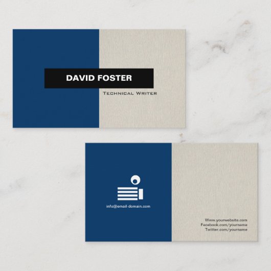 Carte De Visite Écrivain Technique - Simple Élégant Design (Devant / Derrière)