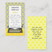 Carte De Visite Écrivain Typewriter Jaune gris moderne (Devant / Derrière)