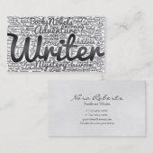 Carte De Visite Écrivains de nuages de mots noirs et blancs modern (Devant / Derrière)