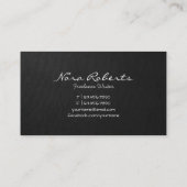 Carte De Visite Écrivains de nuages de mots noirs et blancs modern (Dos)