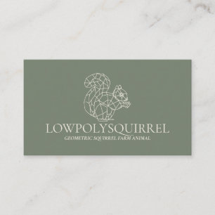 Carte De Visite Écureuil animal crème sauge verte Lowpoly