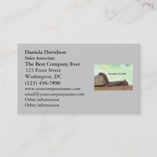 Carte De Visite Écureuil d'humour de retraite (Devant)