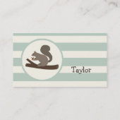 Carte De Visite Écureuil en bois mignon sur le vert d'eau clair (Dos)