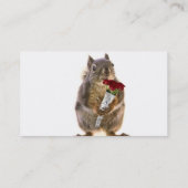 Carte De Visite Écureuil tenant le bouquet de rose rouge (Dos)