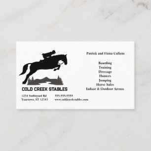 Carte De Visite Écuries de Silhouette de Cheval Instruction d'équi