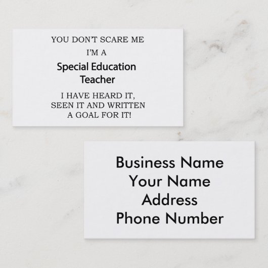 Carte De Visite Ed spécial. Professeur (Devant / Derrière)