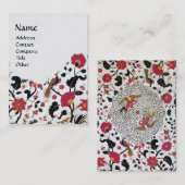 Carte De Visite EDEN, JARDIN BLANC Rouge Noir Blanc Floral Pearl (Devant / Derrière)