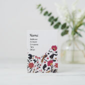 Carte De Visite EDEN, JARDIN BLANC Rouge Noir Blanc Floral Pearl (Debout devant)