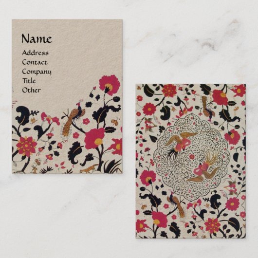 Carte De Visite EDEN, JARDIN WHIMSIQUE Rouge Noir Floral Papier Kr (Devant / Derrière)
