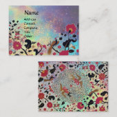 Carte De Visite EDEN /Whimsical Magic Garden in Blue Gold Sparkles (Devant / Derrière)