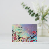 Carte De Visite EDEN /Whimsical Magic Garden in Blue Gold Sparkles (Debout devant)