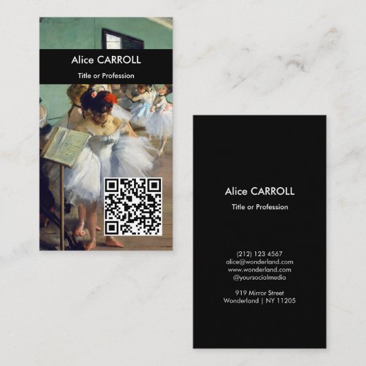 Carte De Visite Edgar Degas - La classe de danse - Code QR (Devant / Derrière)