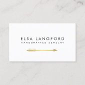 Carte De Visite Edgy Bohemian Faux Gold Arrow Artisanal Blanc (Devant)