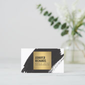 Carte De Visite Edgy Bold Black Brushstroke pour maquilleur (Debout devant)