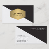 Carte De Visite Edgy Gras Géométrique Noir/Blanc (Devant / Derrière)