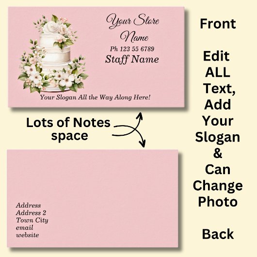 Carte De Visite Edit ALL Details & Change Photo Cake Store