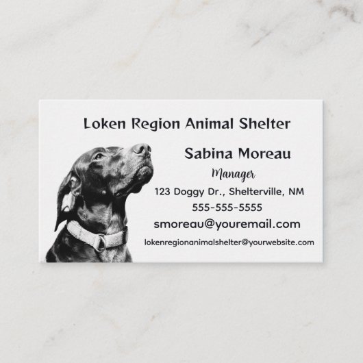 Carte De Visite Editable Animal Shelter (Devant)
