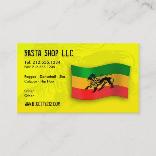 Carte de visite Editable de Rastafarian (Devant)