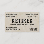 Carte De Visite Editable Funny Retirement (Devant)