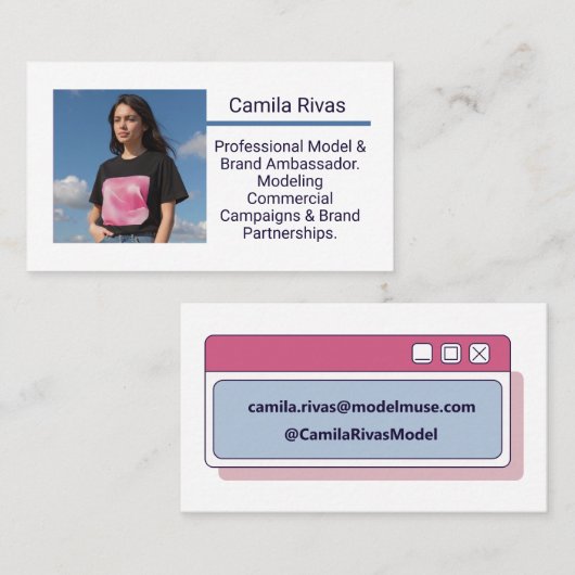 Carte De Visite Editable Modèle tendance Model Brand Ambassador (Devant / Derrière)