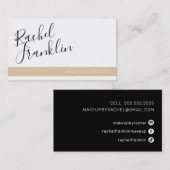 Carte De Visite EDITABLE nom de script moderne chic sable noir (Devant / Derrière)